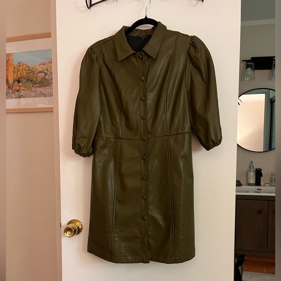 Faux Leather Button Dress - Picture 5 of 6